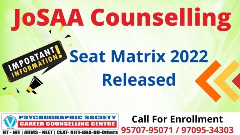 JoSAA Counseling 2022 IITs NITs IIITs GFTIs Admission Seat Matrix Released, 54,477 seats will be admitted