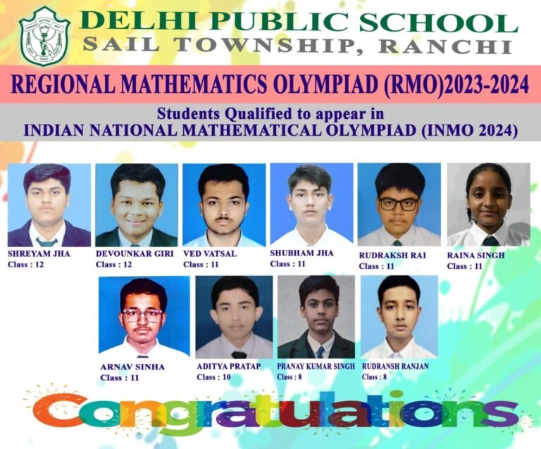 DPS Ranchi Students Excel in Regional Mathematical Olympiad