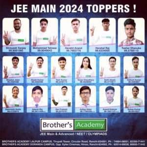 Psychographic Society - Know JEE Main 2024-2025 Topper and Result of Brother's Academy Ranchi – Session 1 and 2