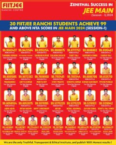 Psychographic Society - Know JEE Main 2024-2025 Topper and Result of FIITJEE Ranchi - Session 1 and 2