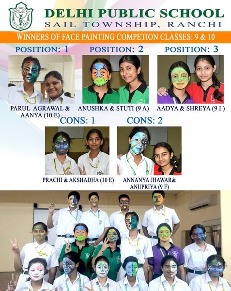 DPS Ranchi reverberated with the vibrant hues of nature as students from Classes IX and X showcased their artistic prowess in a Face Painting Competition (Eco Club) centered around the theme “Nature and Wildlife.”