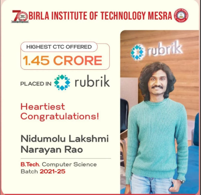 Psychographic Society - Record-Breaking Placement: BIT Mesra CSE Student Offered ₹1.45 Crore by Rubrik BIT Mesra