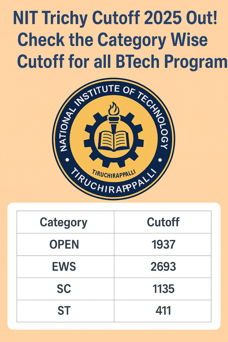 Psychographic Society - NIT Trichy Cutoff 2025 Out! Check the Category Wise Cutoff for all BTech Program NIT Trichy
