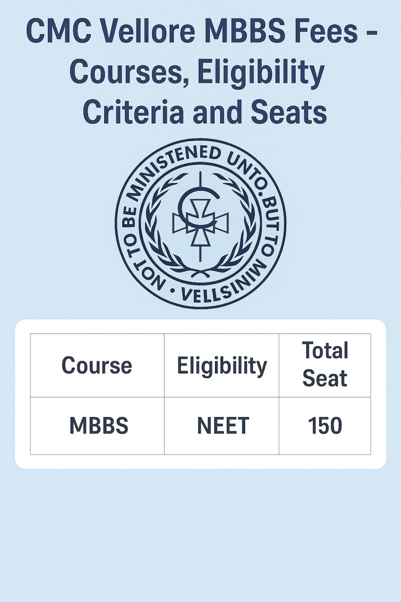 Psychographic Society - CMC Vellore MBBS Fees – Courses, Eligibility Criteria and Seats CMC Vellore