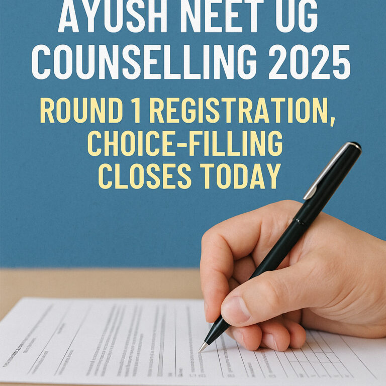 Psychographic Society - AYUSH NEET UG Counselling 2025: Round 1 registration, choice-filling end today Ayush