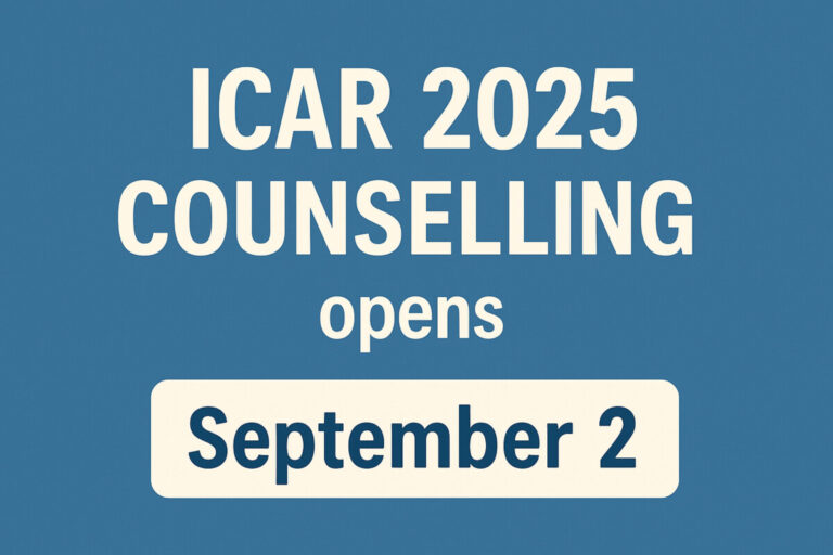 Psychographic Society - ICAR 2025 Counselling opens on September 2; official cites NTA result data, extension requests for delay ICAR