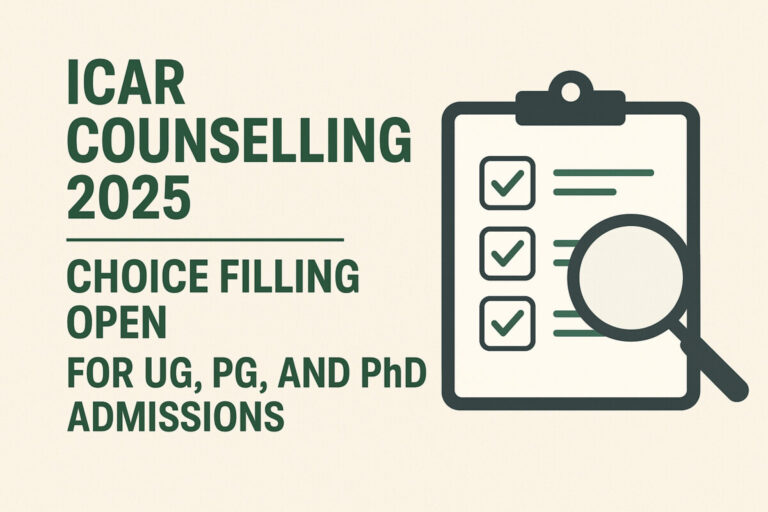 Psychographic Society - ICAR Counselling 2025 Begins: Choice Filling Open for UG, PG, and PhD Admissions ICAR