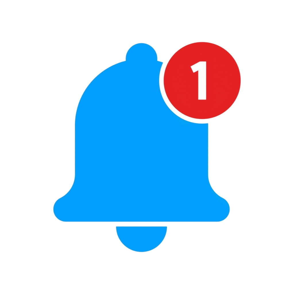 Psychographic Society - Home blue notification bell with one notification
