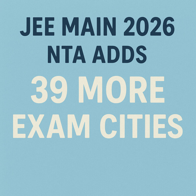 Psychographic Society - JEE Main 2026: NTA Adds 39 More Exam Cities; Confirms Question Paper Pattern and Syllabus jee