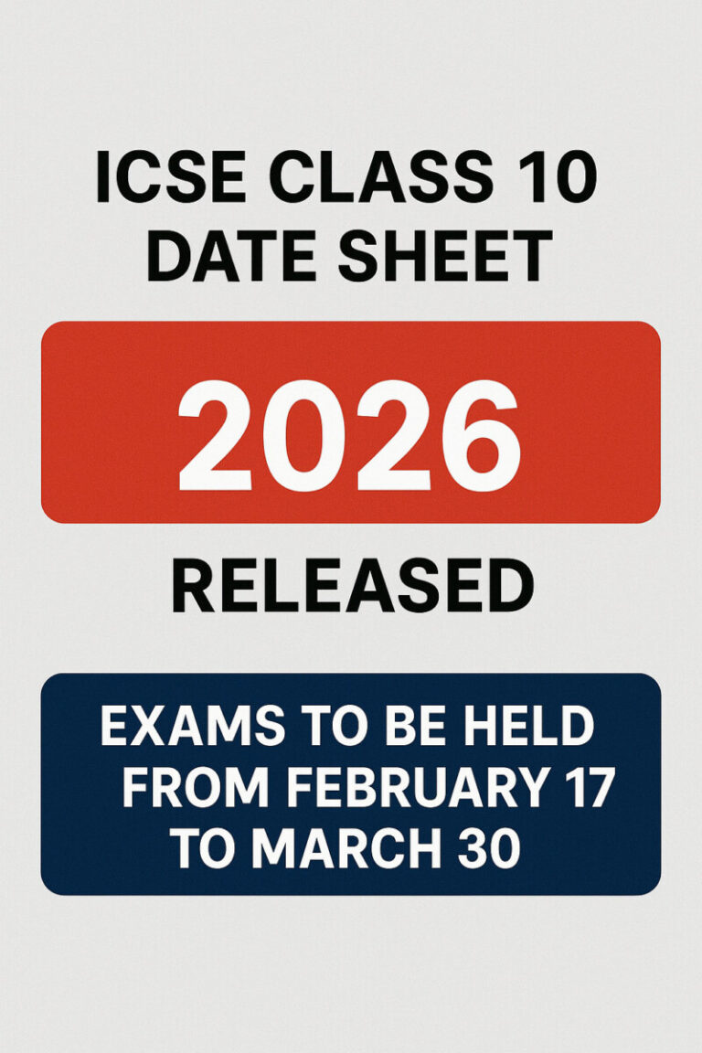 Psychographic Society - ICSE Class 10 Date Sheet 2026 Released; Exams to Be Held from February 17 to March 30 ICSE