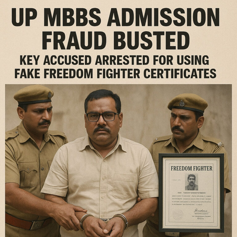Psychographic Society - UP MBBS Admission Fraud Busted: Key Accused Arrested for Using Fake Freedom Fighter Certificates UP