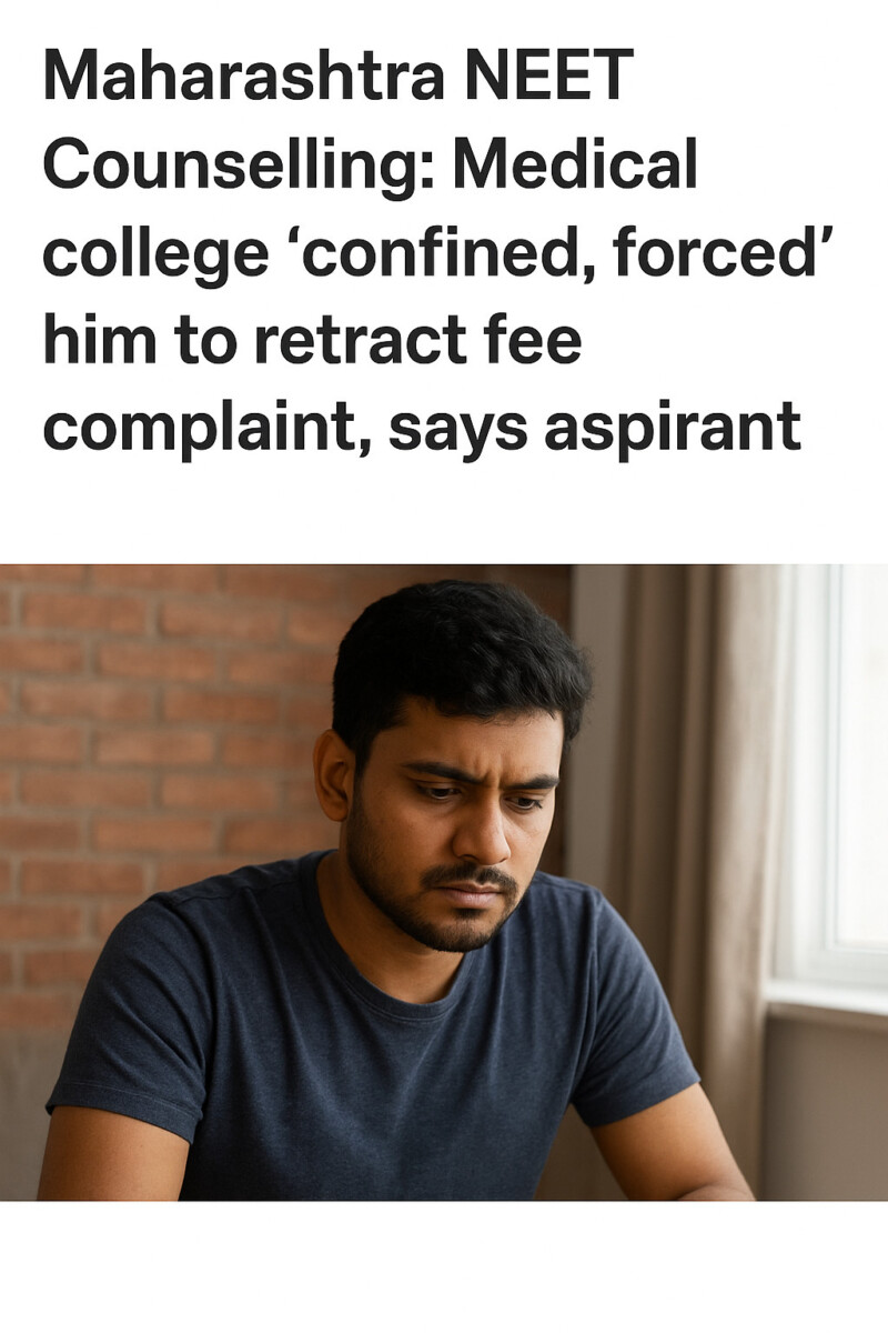 Psychographic Society - Maharashtra NEET Counselling: Medical College ‘Confined, Forced’ Him to Retract Fee Complaint, Says Aspirant Maharashtra