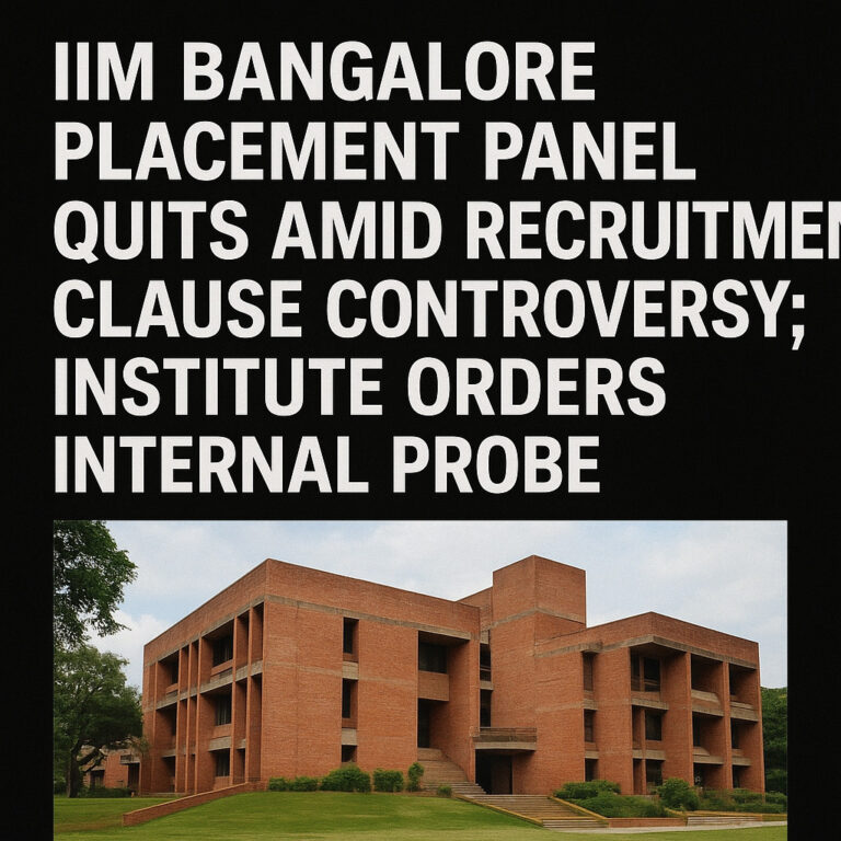 Psychographic Society - IIM Bangalore Placement Panel Quits Amid Recruitment Clause Controversy; Institute Orders Internal Probe IIM