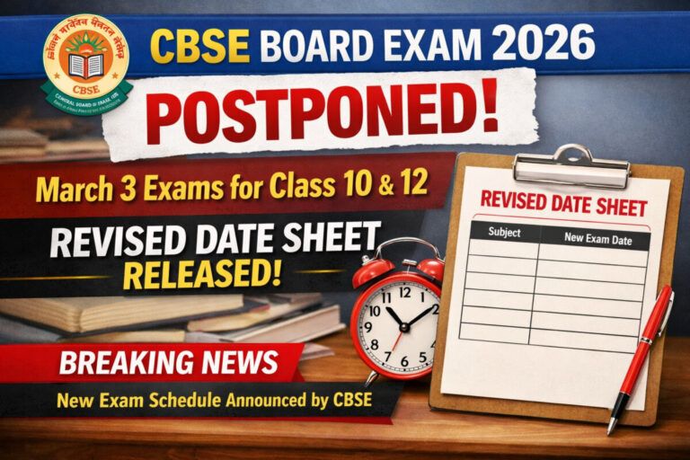 Psychographic Society - CBSE Board Exam 2026 Scheduled on March 3 Postponed for Class 10 & 12; Revised Date Sheet Released CBSE