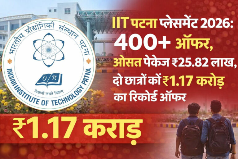 Psychographic Society - IIT पटना प्लेसमेंट 2026: 400+ ऑफर, औसत पैकेज ₹25.82 लाख, दो छात्रों को ₹1.17 करोड़ का रिकॉर्ड ऑफर IIT