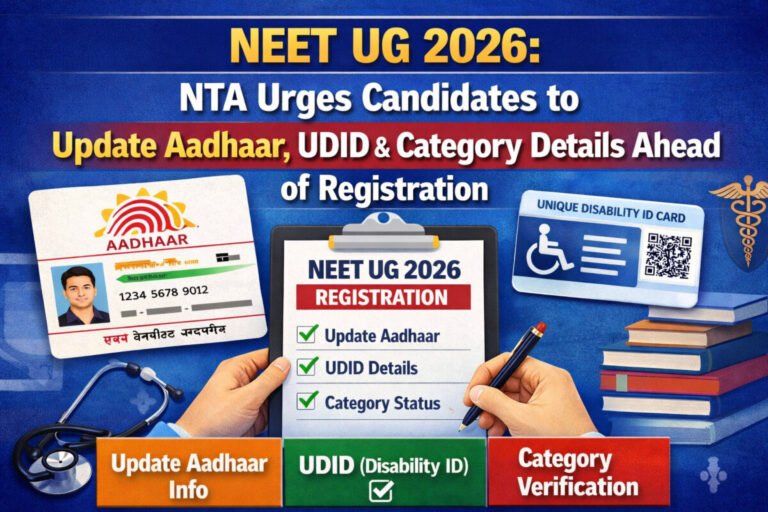 Psychographic Society - NEET UG 2026: NTA Urges Candidates to Update Aadhaar, UDID & Category Details Ahead of Registration NEET