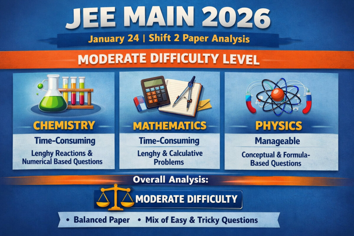 Psychographic Society - JEE Main 2026 January 24 Shift 2 Paper Analysis: Moderate Difficulty, Chemistry & Maths Time‑Consuming, Physics Manageable JEE